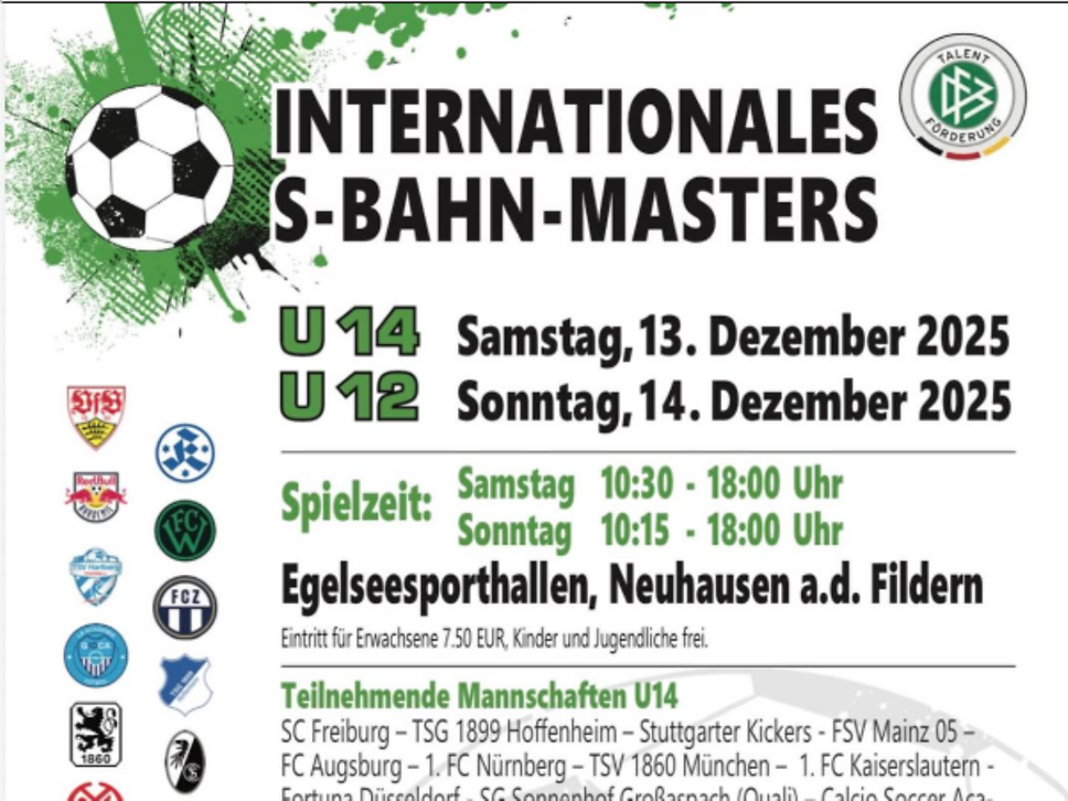 Der Spielplan zu den S-Bahn Masters 2025.