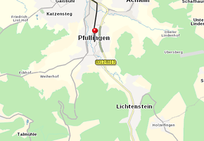Von Stuttgart über Reutlingen nach Pfullingen Karte @ PTV, NAVTEQ Deutsche Bahn